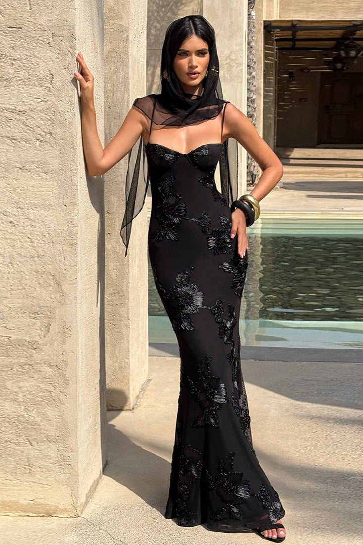 | Backless Floral Maxi Dress