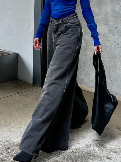 Floor Mopping Gray Niche Versatile Flare Jeans