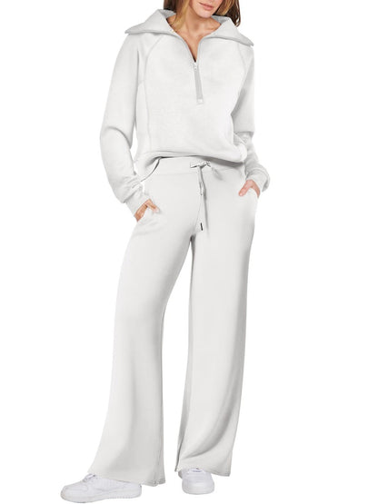 Liber Autumn Women's Zipper Solid Color 2-piece Sets