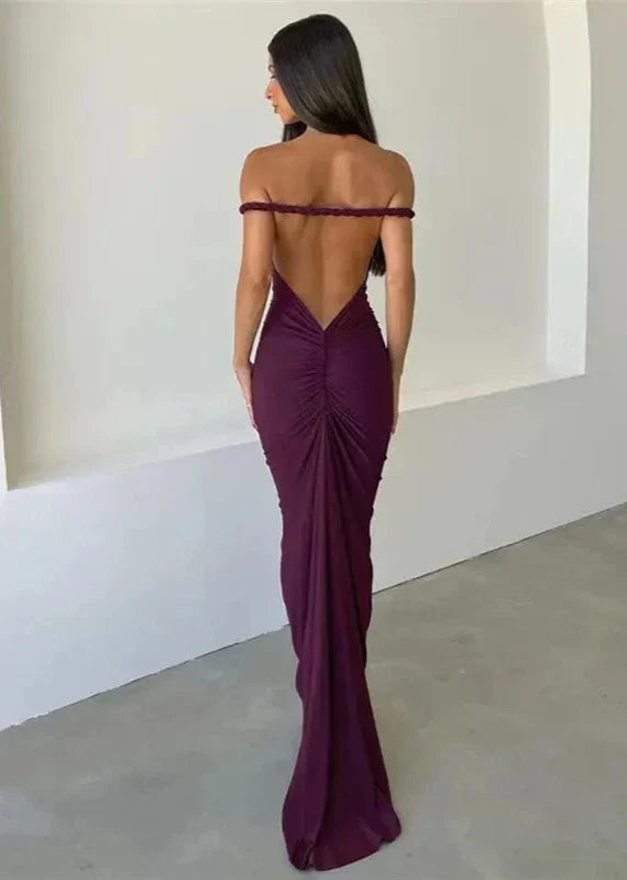 One Shoulder Asymmetric Drape Twisted Strap Bodycon Maxi Dress