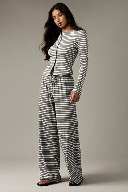 | Stripe Button Cord Two Piece Set
