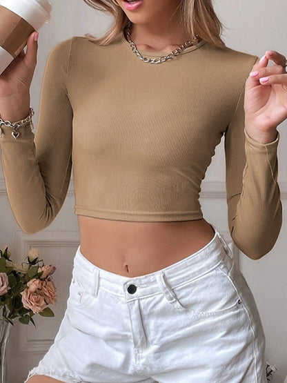 Solid Cutout Backless Twist Back Long Sleeve Knit