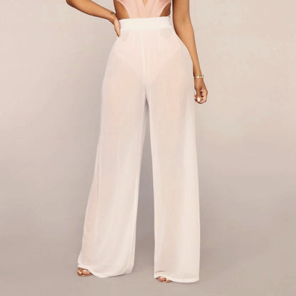 Sheer Mesh Wide Leg Beach Pant