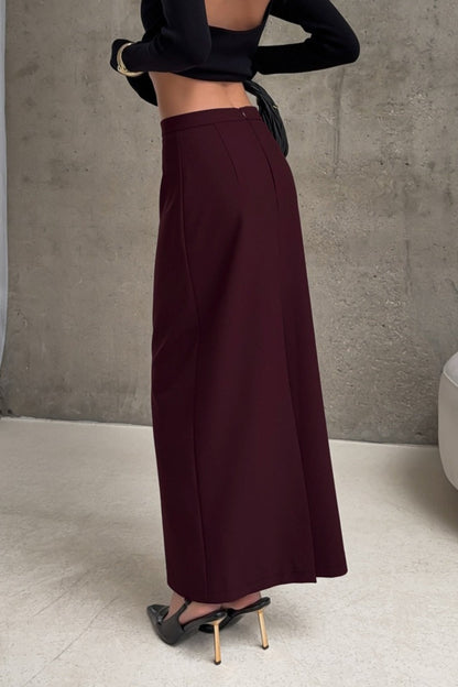 High Waist Straight Slit Long Skirt