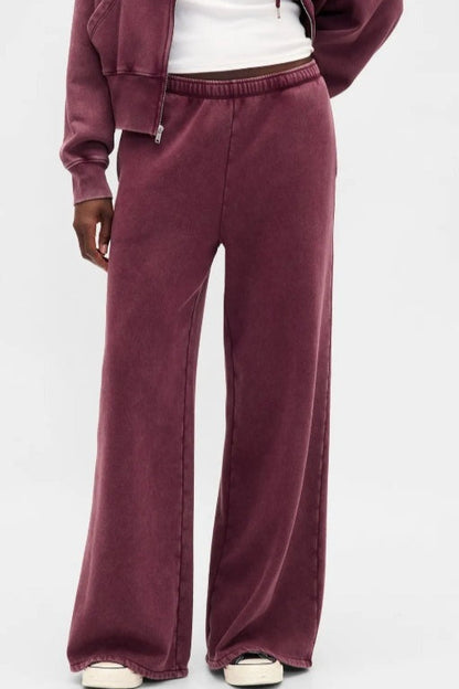 | Solid Hooded Zipper Loose Two Piece Set