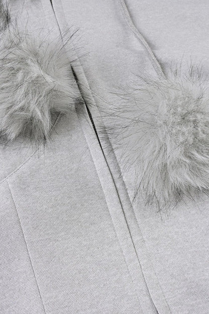 Faux Fur Collar Zip Hoodie