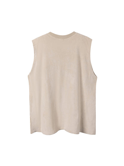 Retro Letter Print Loose Casual Tank Top