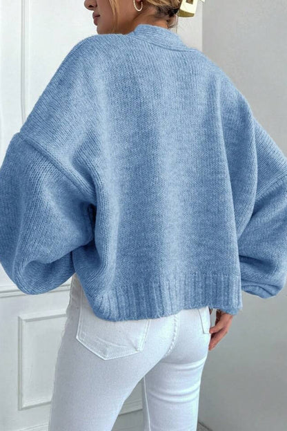Marled V Neck Bell Sleeve Cardigan
