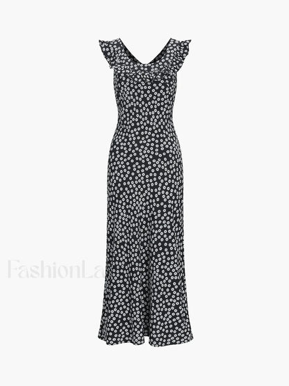 Daisy Floral Graceful Print Long Dress