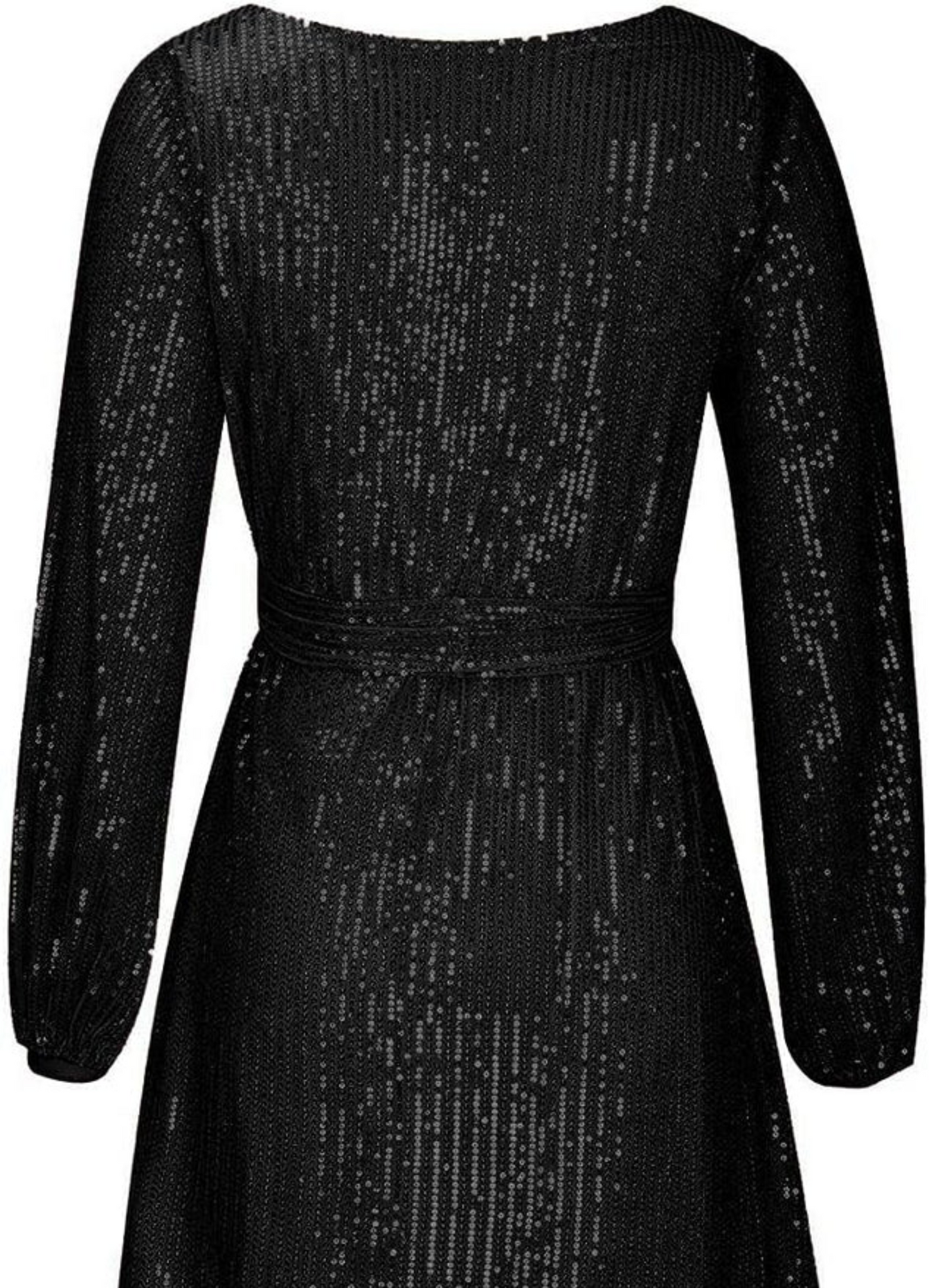 Sequin Boat Neck Lantern Sleeve Shift Mini Dress