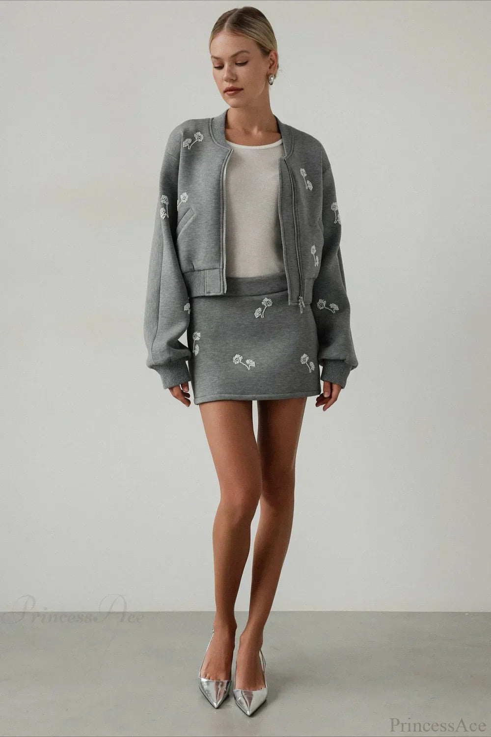 Dandelion Print Sweatshirt Loose Two Piece Set