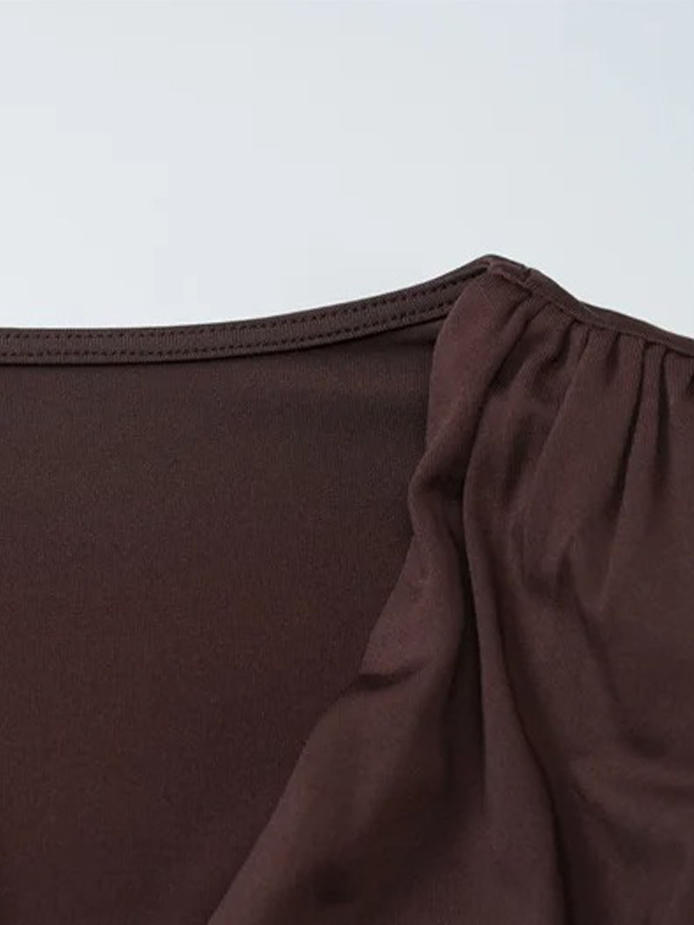 Long Sleeve Deep V-Neck Ruched Bodice Pleated Floor-Length Maxi Dress