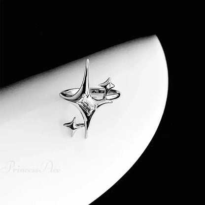 Dark Black Cross Star Ring