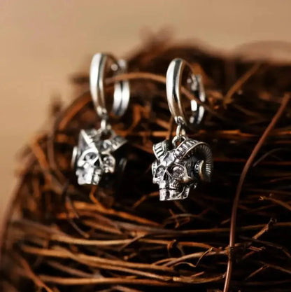 Dark Black Skull Awl Rock Declaration Earring