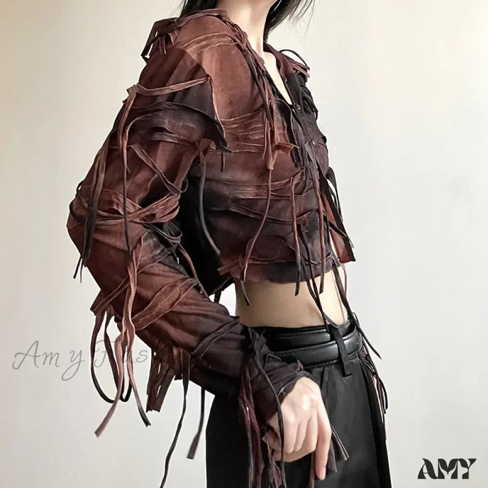 Dark Fairy Grunge Y2k Tassel Hooded Vintage Long Sleeve Cozy Chic Stylish Cardigan