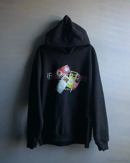 Dark Informal Print Oversized Hoodie