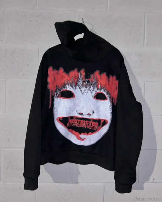 Dark Pattern Print Oversized Hoodie