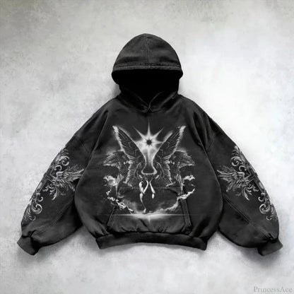 Dark Rebel Pattern Oversized Hoodie