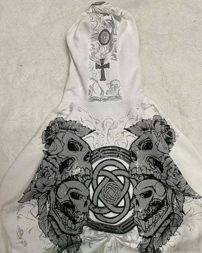 Dark Skull Oversized Zipper Hoodie
