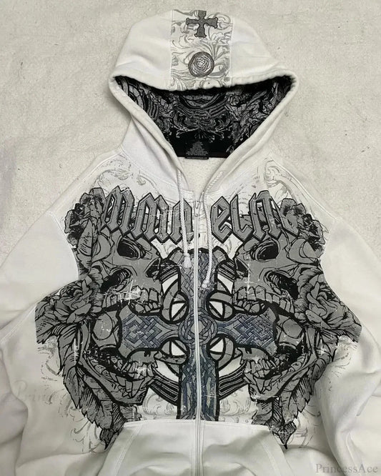 Dark Skull Oversized Zipper Hoodie