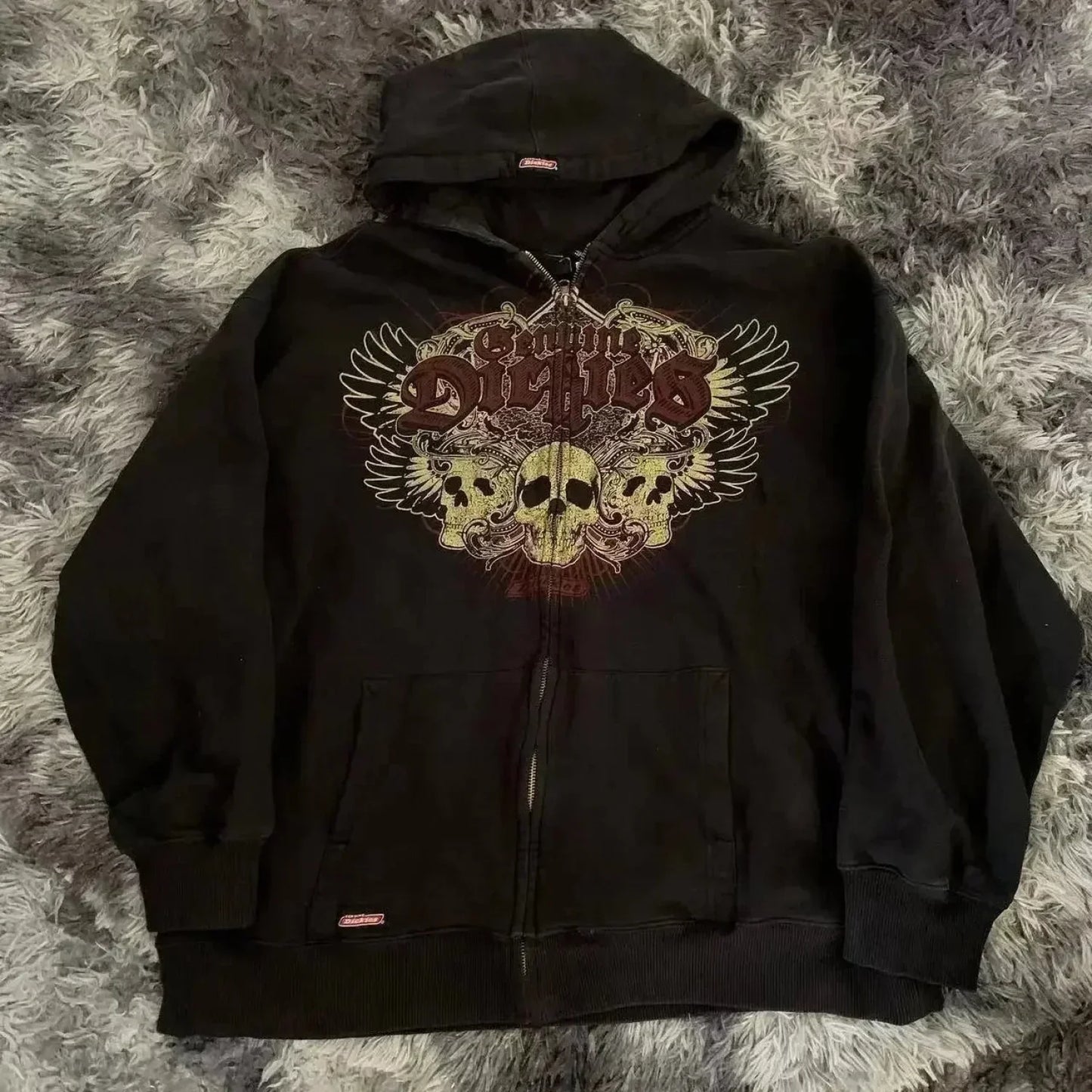 Dark Skull Print Oversized Hoodie