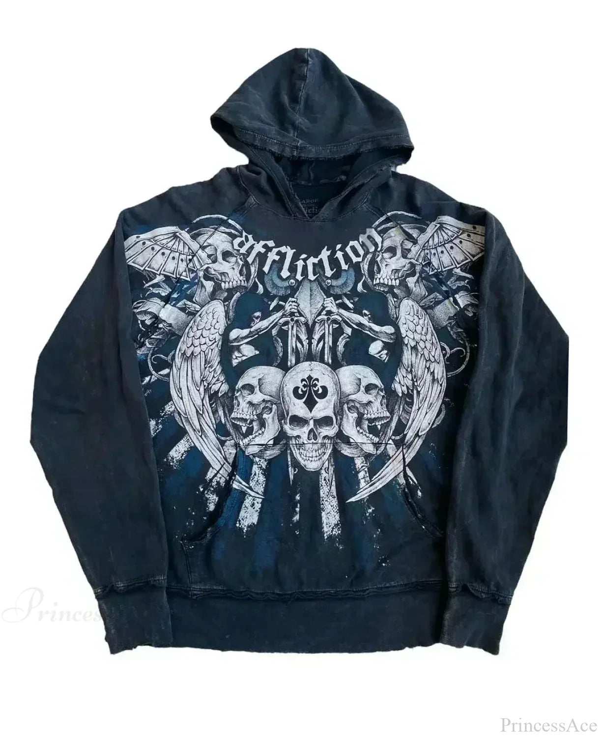 Dark Skull Print Oversized Hoodie