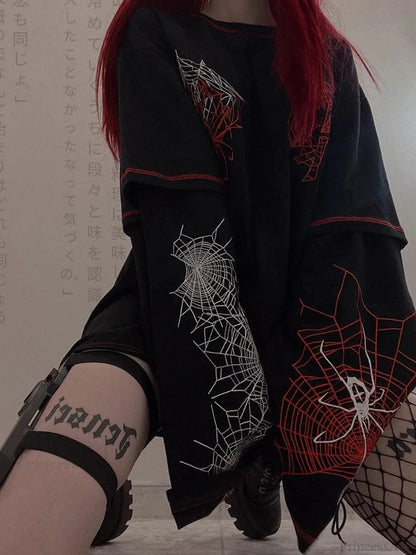 Dark Slender Fit Extended Sleeve Hooded Sweatshirt