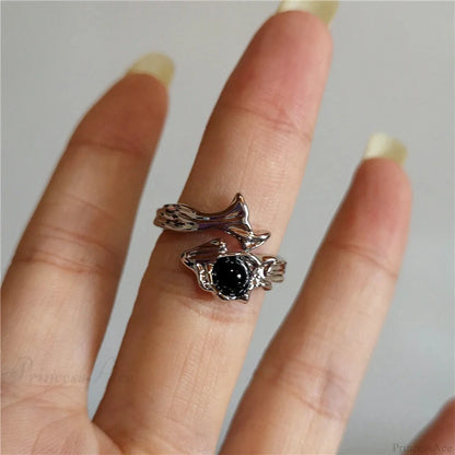 Dark Thorny Rose Pair Ring