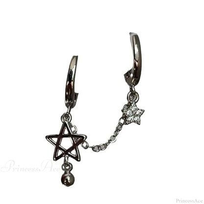 Dark Victorian Industrial Black Cross Rhinestone Earring