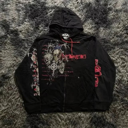 Dark Vintage Design Zipper Hoodie