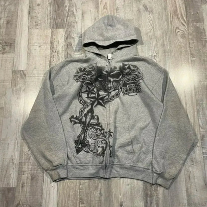 Dark Vintage Design Zipper Hoodie