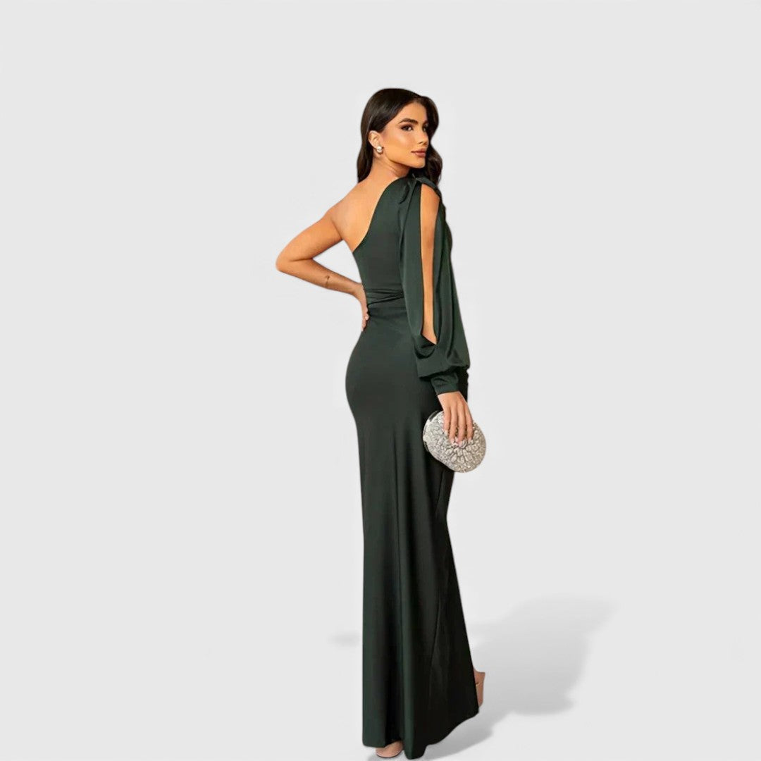 The Celeste — One-Shoulder Satin Maxi Dress