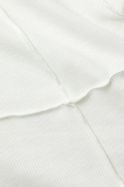 Basic Solid Round Neck Ribbed Long-Sleeve Top