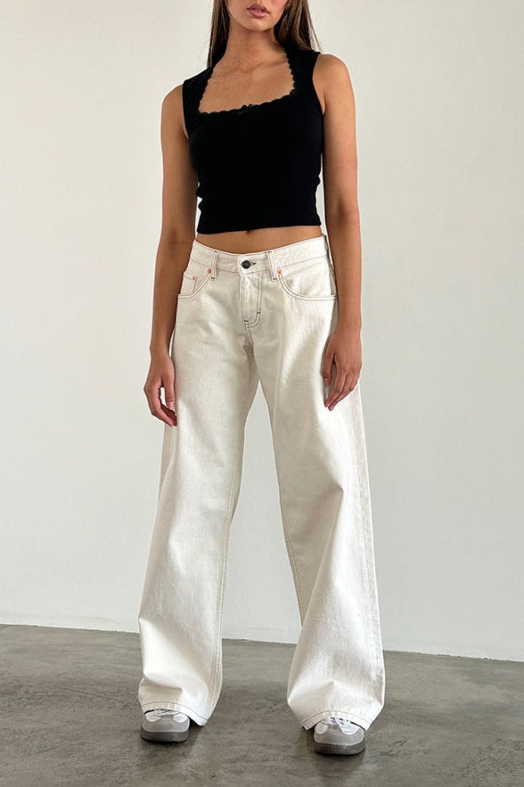 Vintage Low Rise Washed Straight Jeans