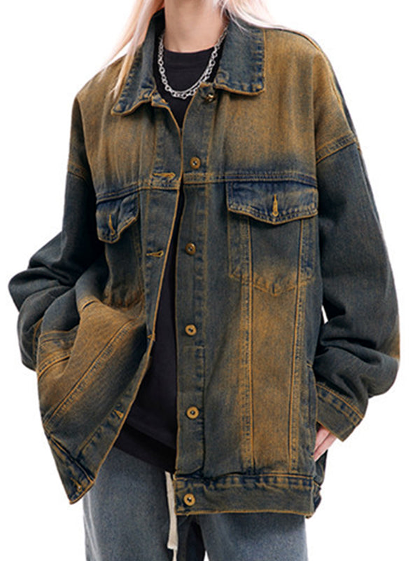 Ombre Washed Loose Denim Jacket