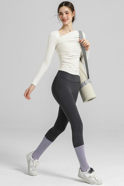 Chic Padded Slim Long Sleeve Yoga Base Layer
