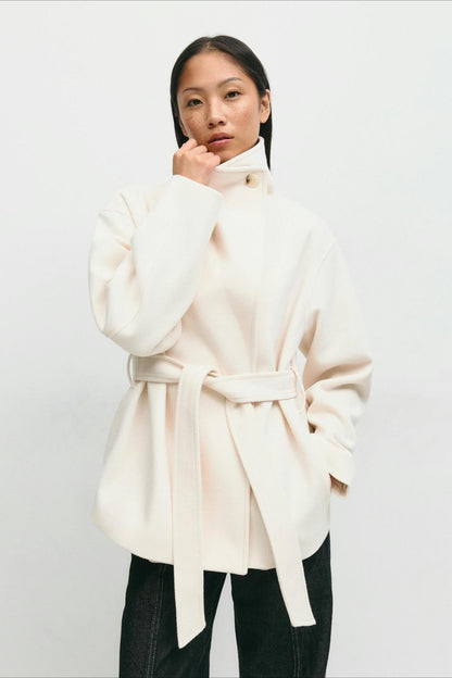 Structured Double Faced Wool Midi Coat