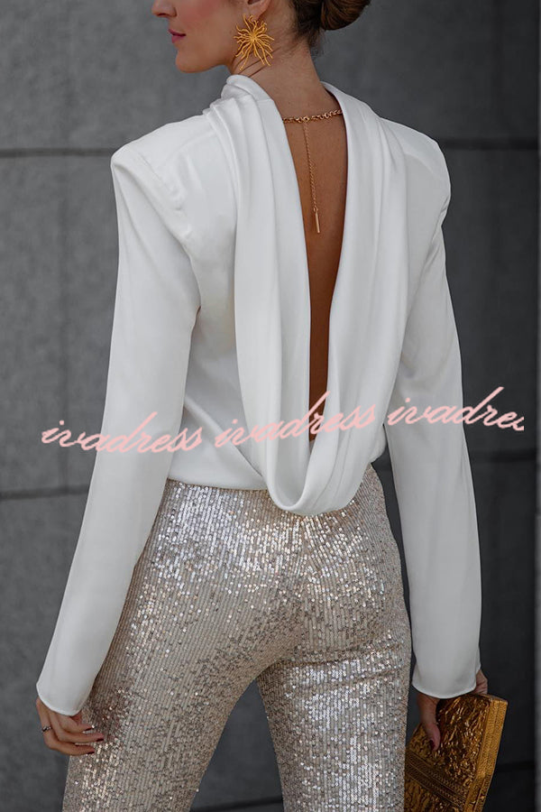 Diva Sequin High Rise Elastic Waist Flare Pants