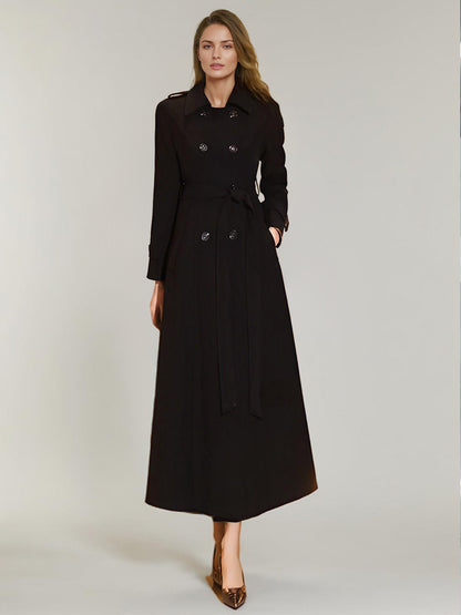 Women's Trench Coat Practical Turndown Collar Buttons Full Length Coat