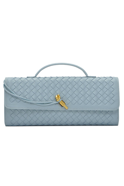 Woven Soft Leather Horizontal Square Accordion Bag