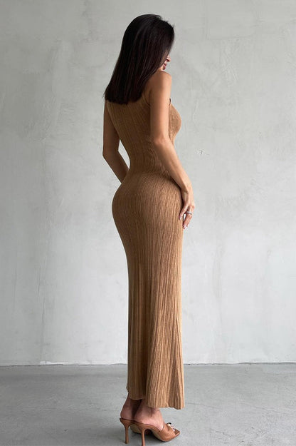 Sleeveless Turtleneck Knit Sweater Dress