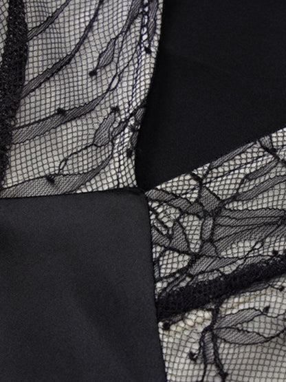 Splice Lace Mesh Hem Maxi Dress