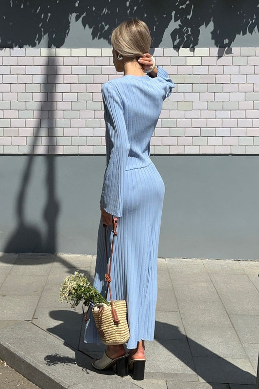 Two-Piece Bell Sleeve Knit Sweater Dress