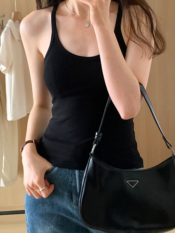 Plain High Elastic Slim Fit Cami Top