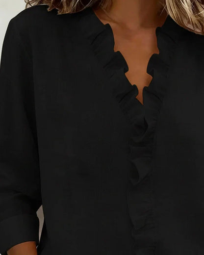 The Indie — Ruffle V-Neck Blouse