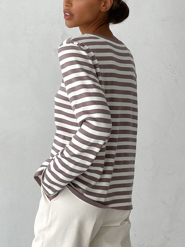 Striped Crew Neck Knit Sweater