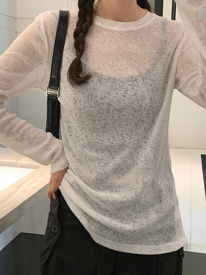 Solid Color Thin Long Sleeve Knit