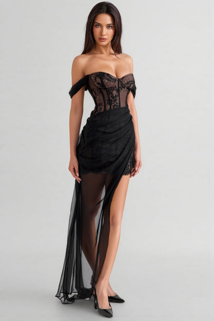 Xainel Black Off Shoulder Ace Maxi Dress