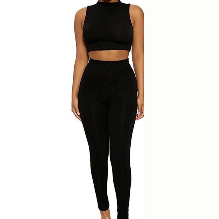 KittenAlarm - Dee Halter Neck Crop Top & High Waist Leggings Set