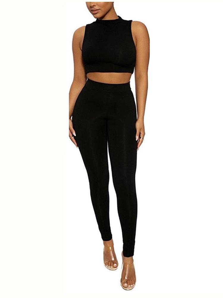 KittenAlarm - Dee Halter Neck Crop Top & High Waist Leggings Set